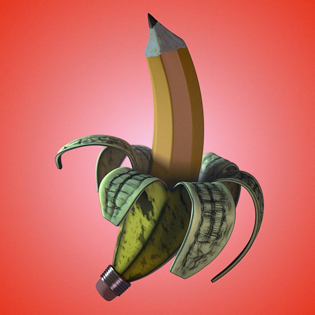 Banana Pencil #randorender #cinema4d #c4d #aftereffects #adobe #octane #otoy #abstractart #digitalart #banana #pencil #pwoig